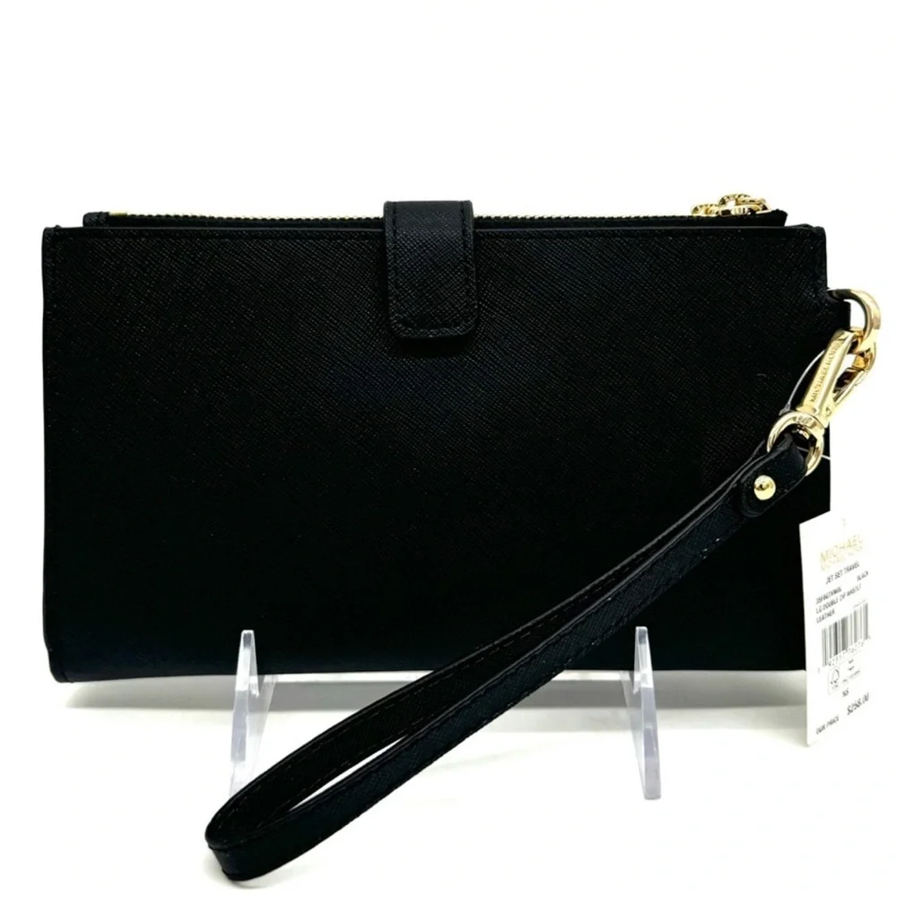 Michael Kors Large Double Zip Wallet Black/Gold